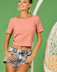 BiBi Rib Knit with Back Cross and Tied Detailed Top