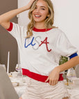BiBi USA Metallic Letter Color Block Knit Top
