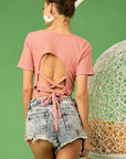 BiBi Rib Knit with Back Cross and Tied Detailed Top
