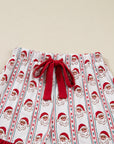 Christmas Santa Claus Ruffle Trim Pajama Set