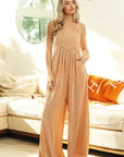 BiBi Rib Textured Wide Leg Overalls