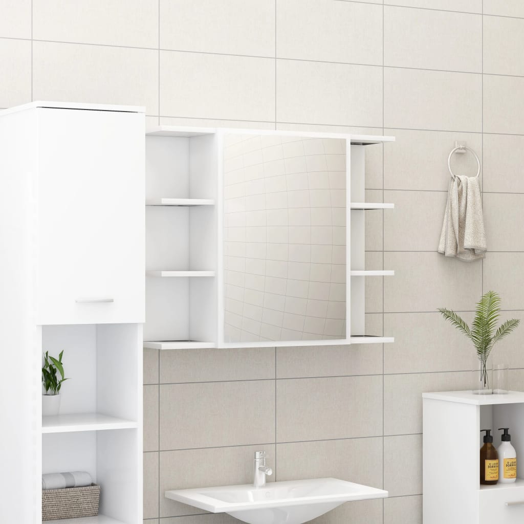 Bathroom Mirror Cabinet White 31.5"x8.1"x25.2"