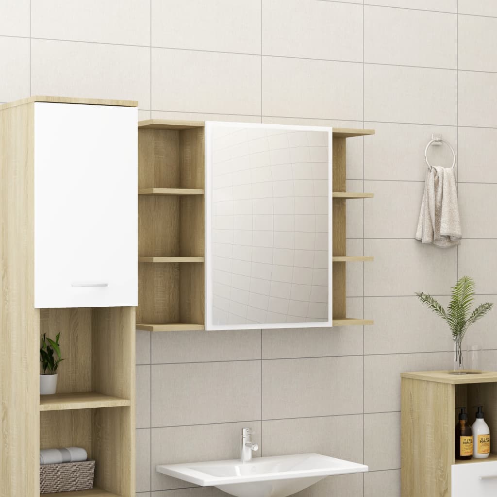 Bathroom Mirror Cabinet White 31.5"x8.1"x25.2"