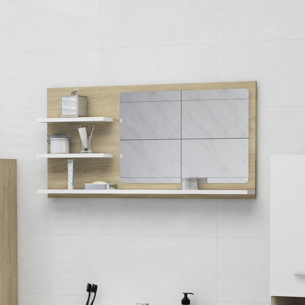 Bathroom Mirror White 35.4"x4.1"x17.7"