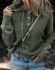 Mineral Wash Ribbed Knit Hooded Sweater