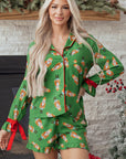 Christmas Bow Top and Ruffle Shorts Pajama Set