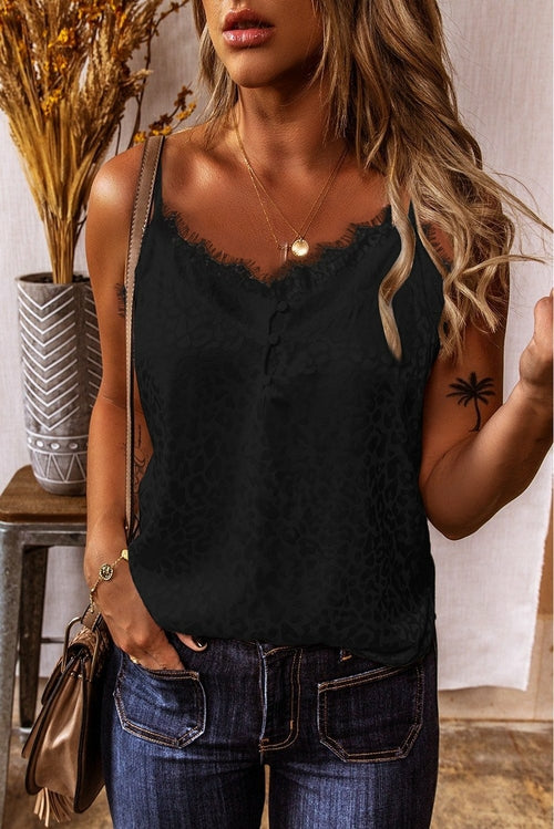 Spaghetti Straps Buttoned Tank Top