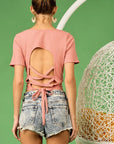 BiBi Rib Knit with Back Cross and Tied Detailed Top