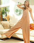 BiBi Rib Textured Wide Leg Overalls