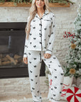 Bow Long Sleeve Top and Pants Pajama Set