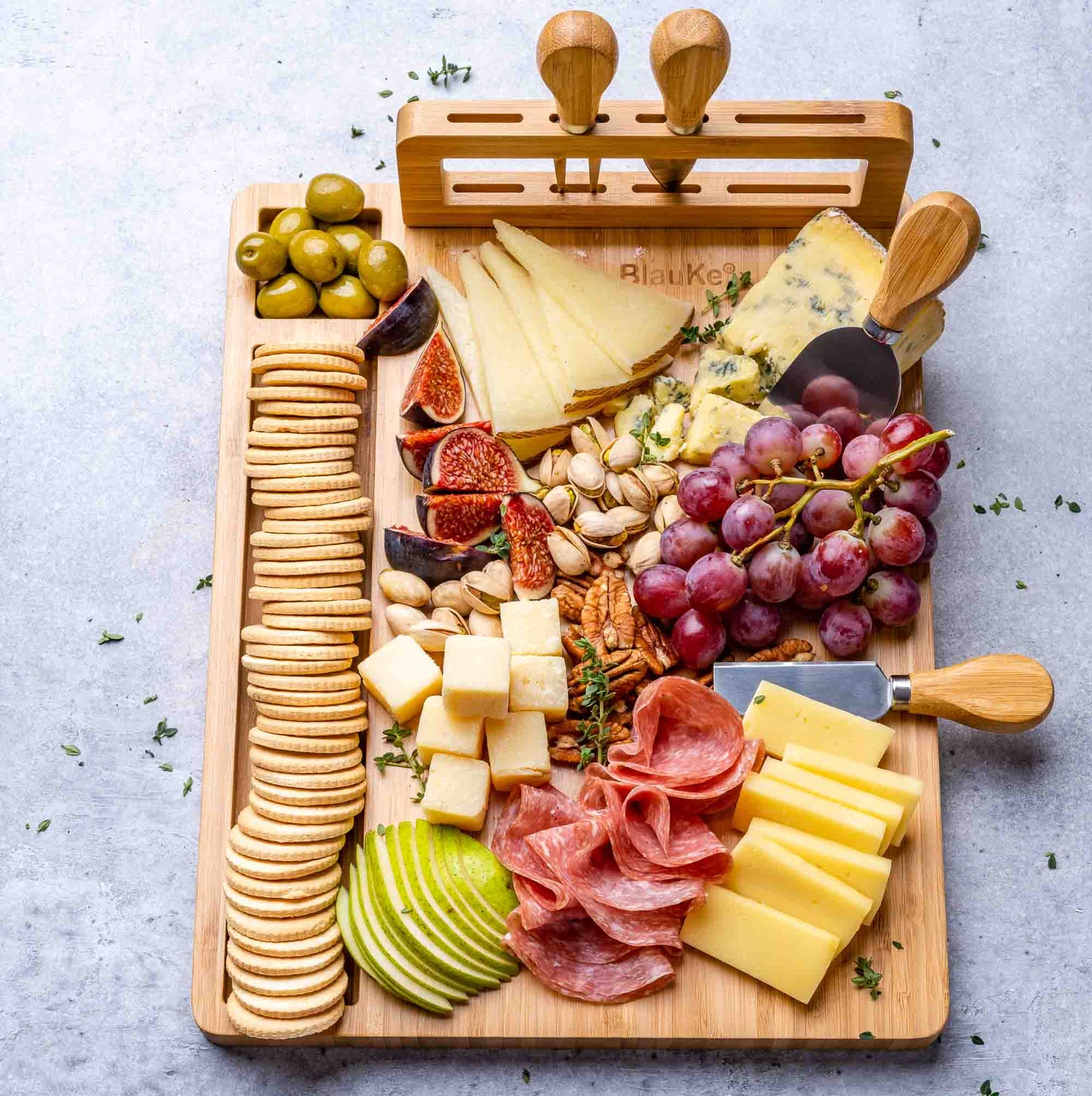 Bamboo Cheese charcuterie Board and Knife Set