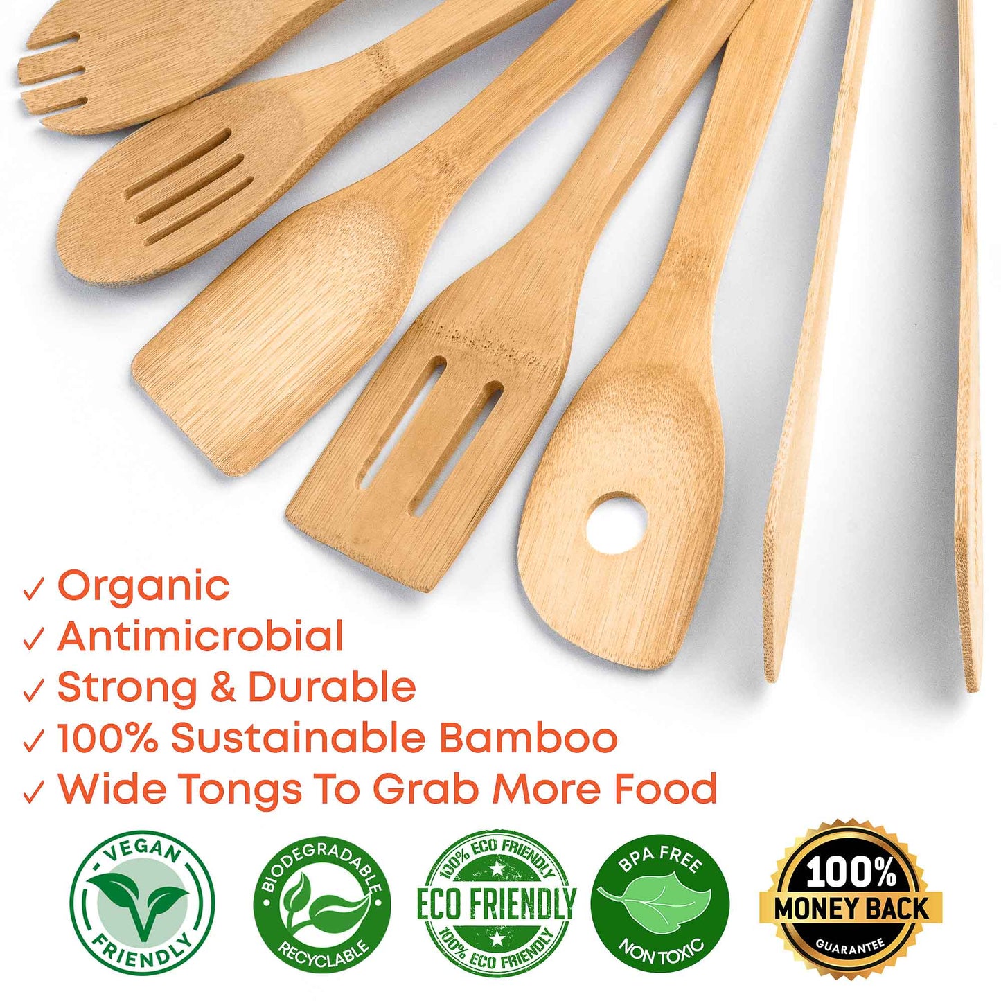 Bamboo Kitchen Utensils Set 8-Pack