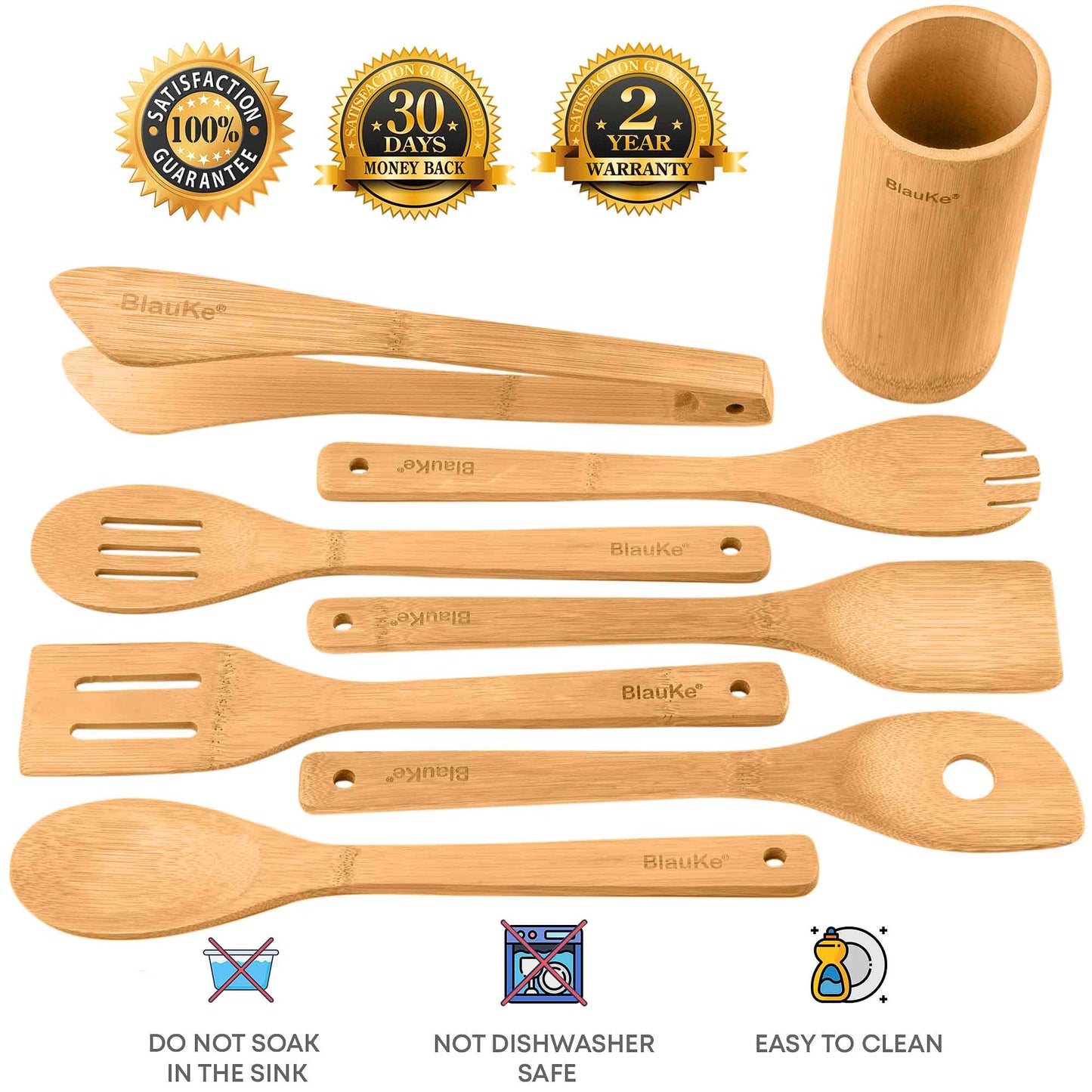 Bamboo Kitchen Utensils Set 8-Pack