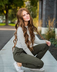 Light Weight Joggers in Moss Green