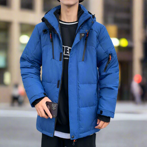 High Collar Puffer Jacket With Removable Hood