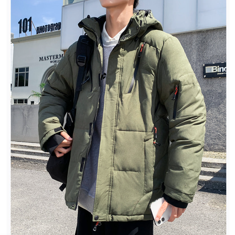 High Collar Puffer Jacket With Removable Hood