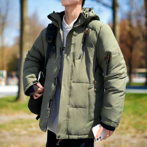 High Collar Puffer Jacket With Removable Hood