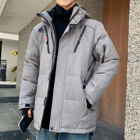 High Collar Puffer Jacket With Removable Hood