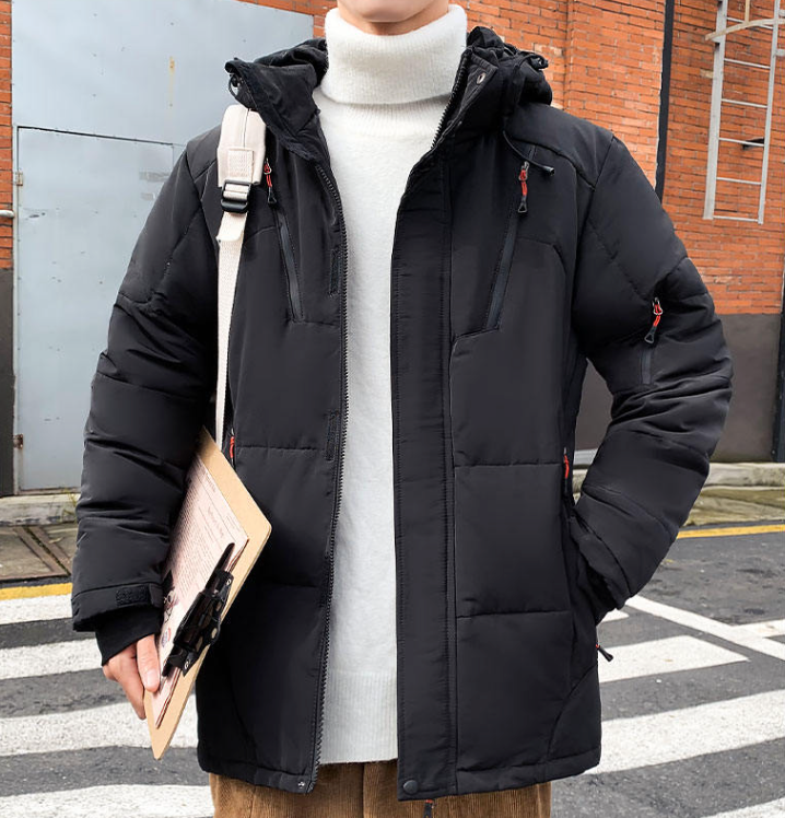 High Collar Puffer Jacket With Removable Hood