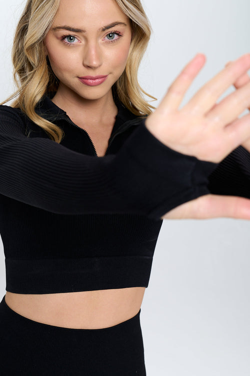 Half Zip Sport Crop Top