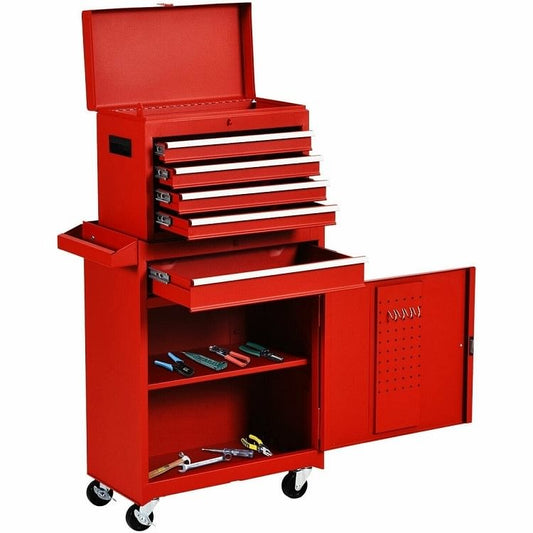 Red Heavy Duty Steel Lockable Rolling Tool Chest