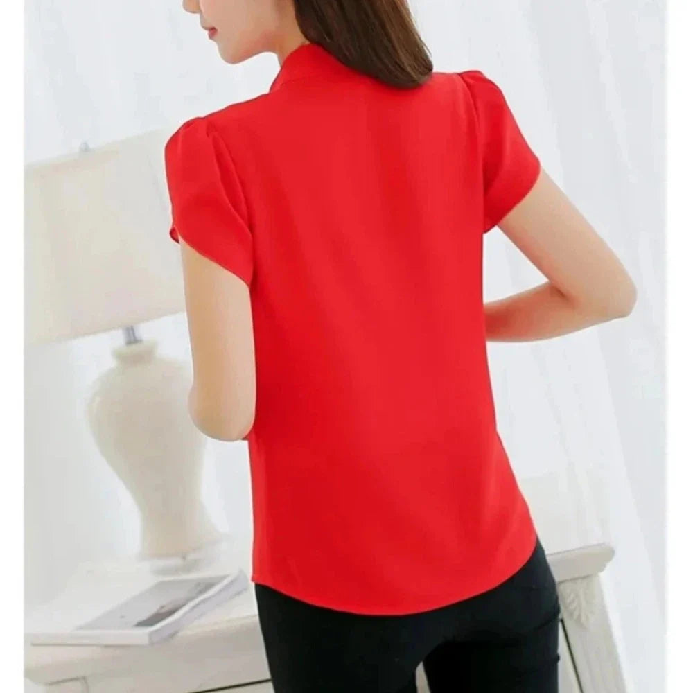 Slim Fit V Neck Blouse