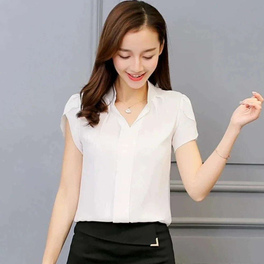 Slim Fit V Neck Blouse