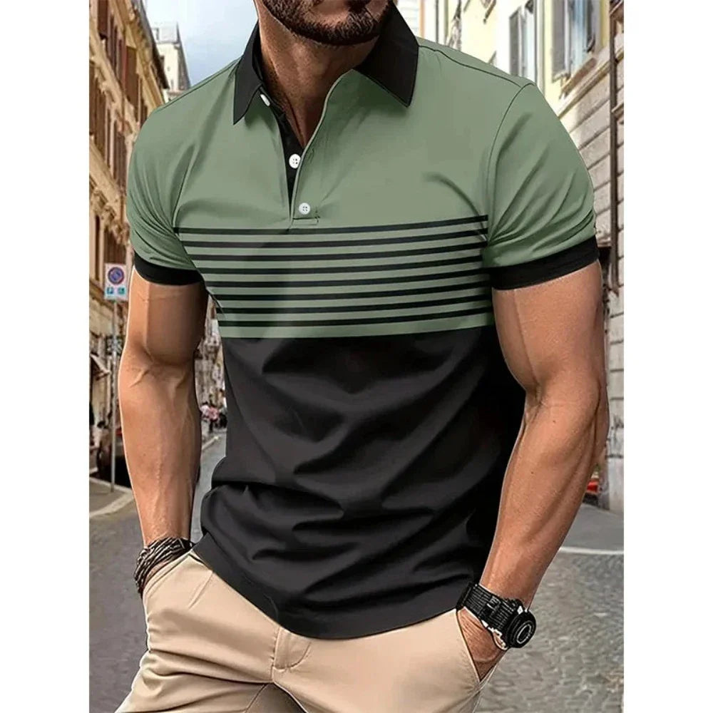 Stripe Short Sleeve Polo Shirt