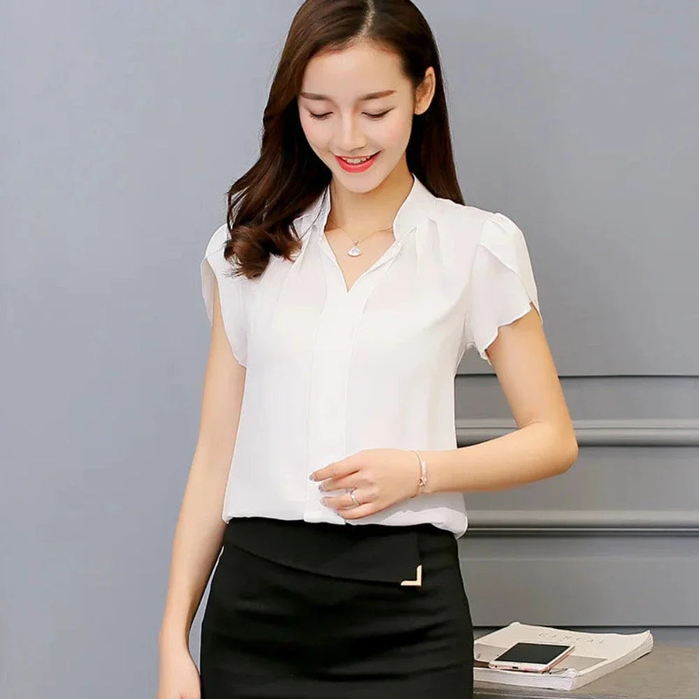 Slim Fit V Neck Blouse