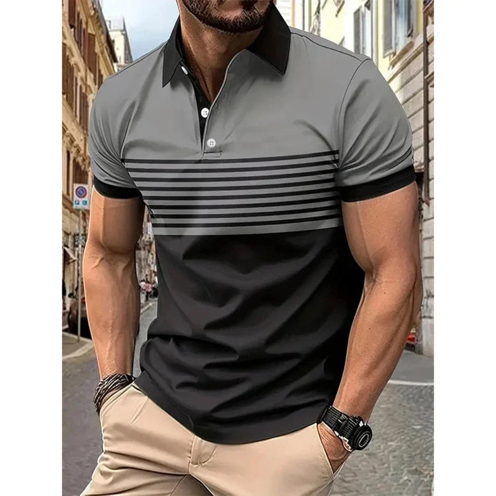 Stripe Short Sleeve Polo Shirt