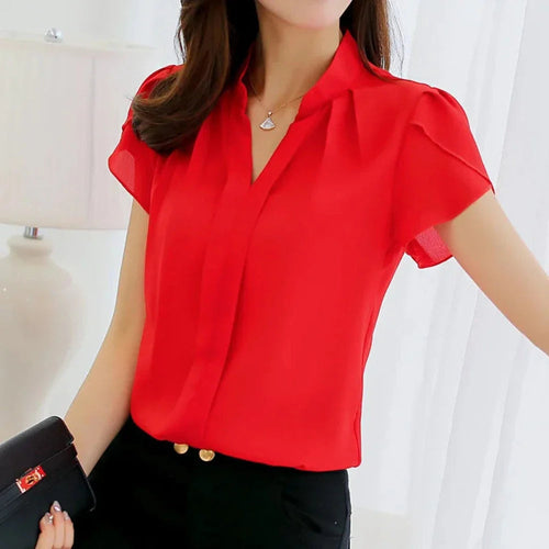 Slim Fit V Neck Blouse