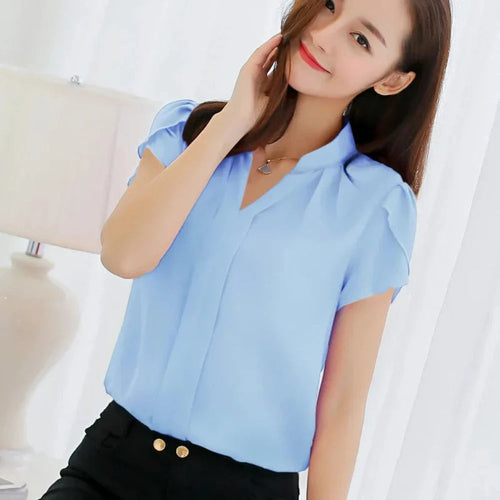 Slim Fit V Neck Blouse