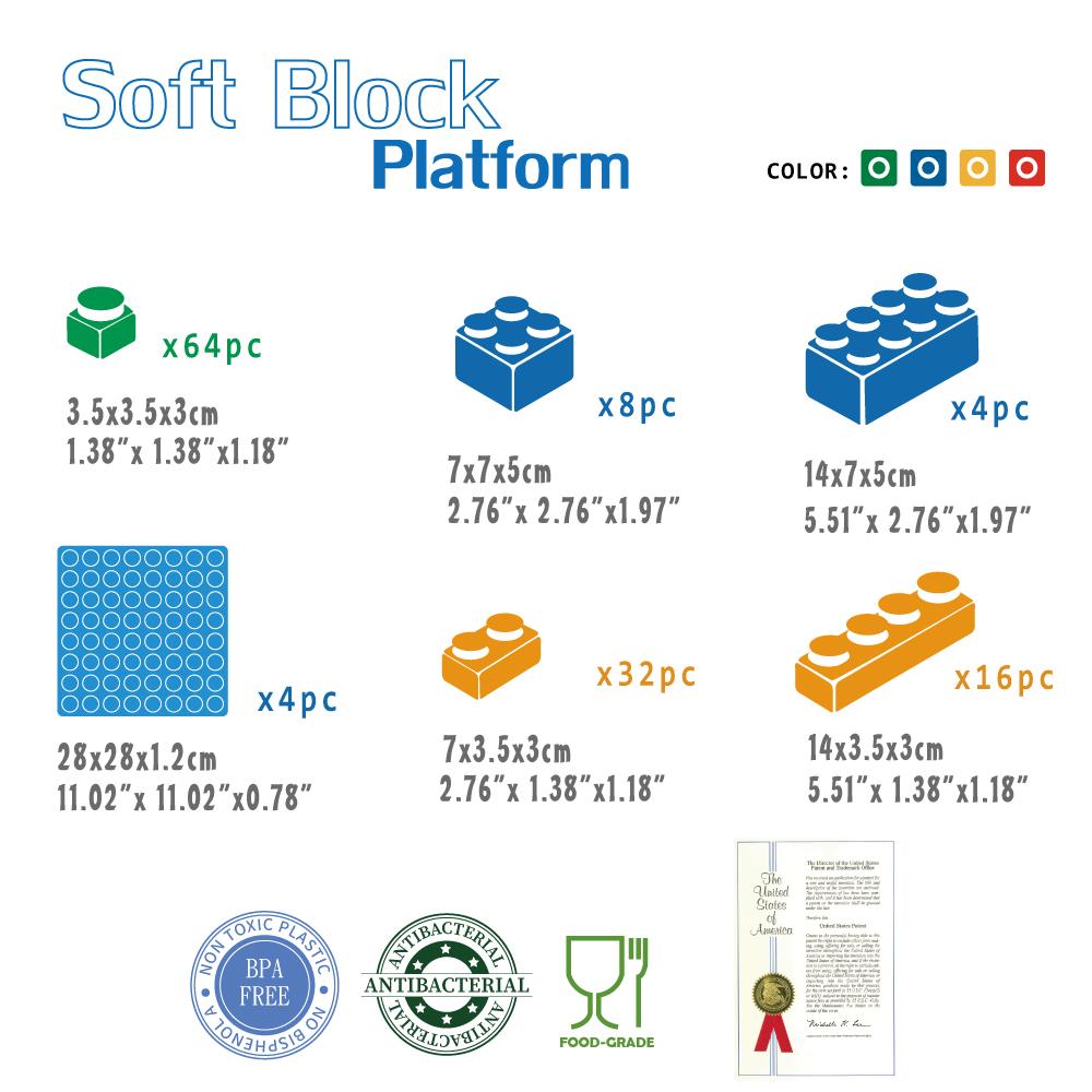 Platform with 124pcs Soft Building Blocks