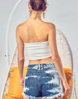 BiBi US Flag Theme Bleached Denim Shorts