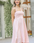 And The Why Smocking Open-Back Sleeveless Midi Dress
