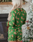 Christmas Bow Top and Ruffle Shorts Pajama Set