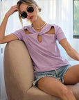 BiBi Rib Knit with Cut Out and Front Twist Detailed Top