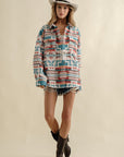 Frayed Aztec Western Shacket