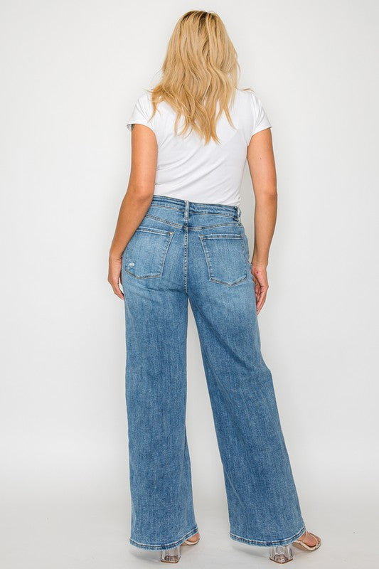Bytos Full Size High Rise Wide Leg Jeans