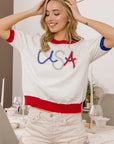 BiBi USA Metallic Letter Color Block Knit Top