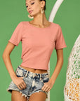 BiBi Rib Knit with Back Cross and Tied Detailed Top