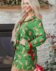 Christmas Bow Top and Ruffle Shorts Pajama Set