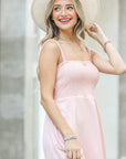 And The Why Smocking Open-Back Sleeveless Midi Dress