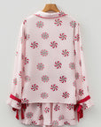 Christmas Bow Top and Ruffle Shorts Pajama Set