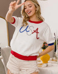 BiBi USA Metallic Letter Color Block Knit Top