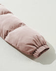 Apricot Pink Full Zipper Quilted Puffer Jacket
