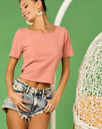 BiBi Rib Knit with Back Cross and Tied Detailed Top