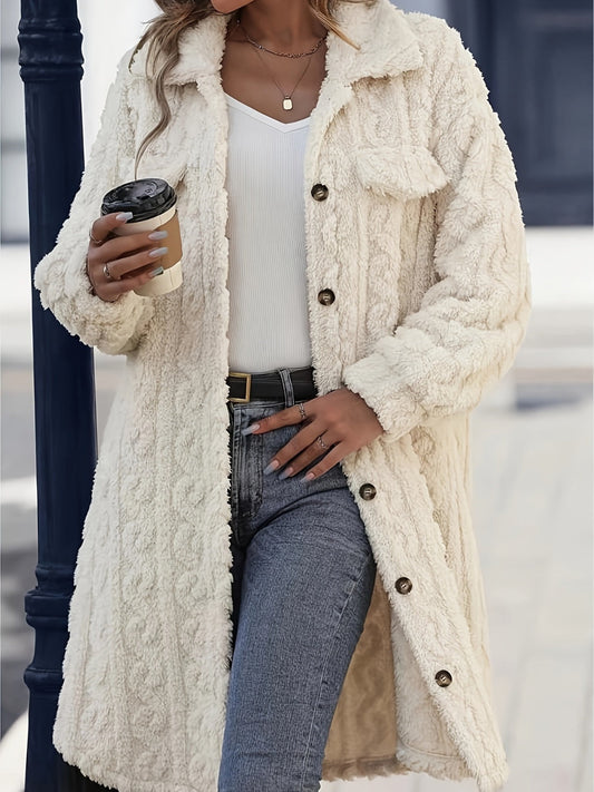 Fuzzy Button Up Longline Coat