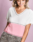 BiBi Colr Block Waffle Knit Top