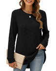 Long Sleeve Lightweight Ribbed Tunic Sweater
